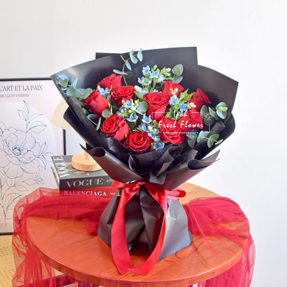 Arella| Red Roses Bouquet| Fresh Flower Same Day Delivery