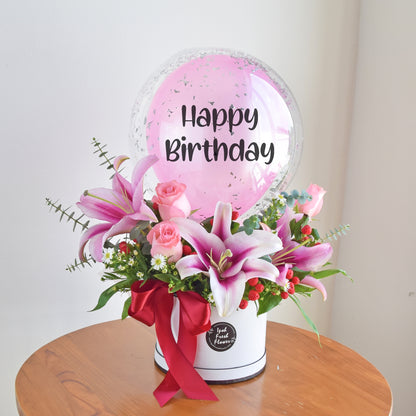 Beverly| Balloon Flower Box| Fresh Flower Gift Box| Same Day Delivery