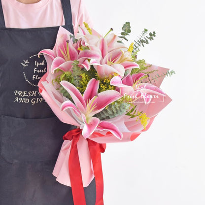 Cherished| Pink Lilies Fresh Flower Bouquet | Same Day Delivery