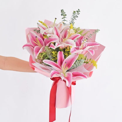 Cherished| Pink Lilies Fresh Flower Bouquet | Same Day Delivery