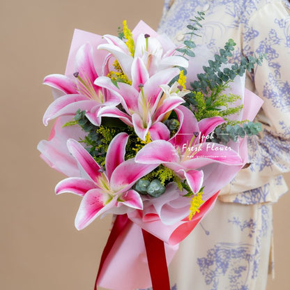 Cherished| Pink Lilies Fresh Flower Bouquet | Same Day Delivery