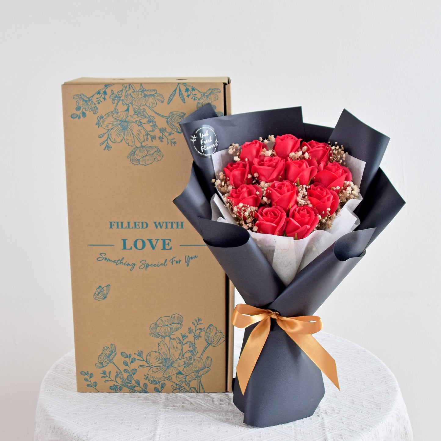 Classical Red Soap Flower Bouquet| Same Day Delivery