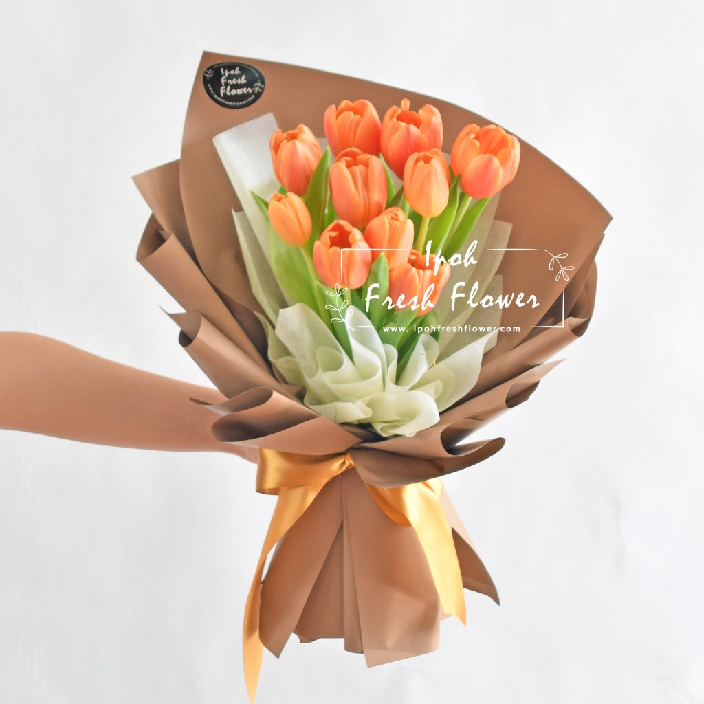 Emperor Orange Tulip Bouquet| Fresh Flower Bouquet Delivery