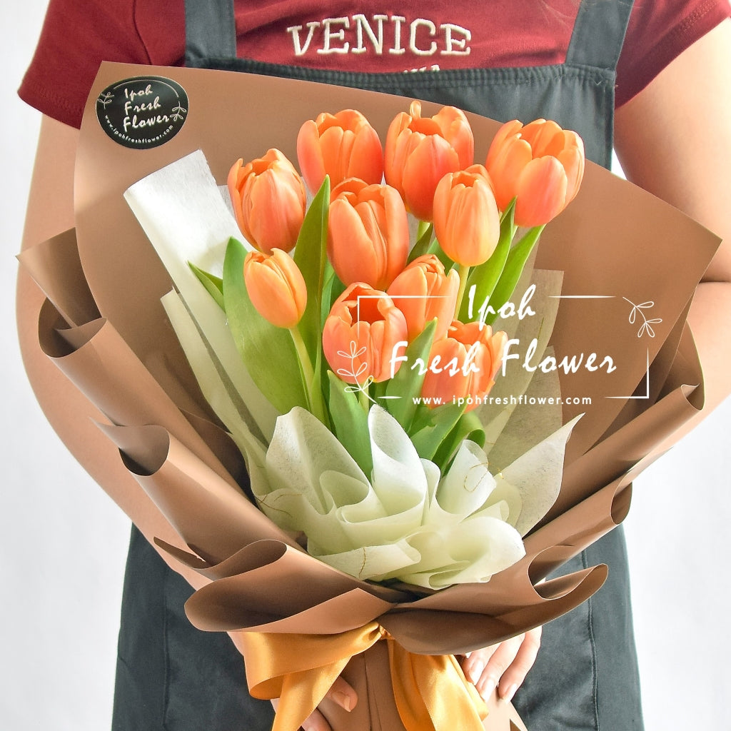 Emperor Orange Tulip Bouquet| Fresh Flower Bouquet Delivery