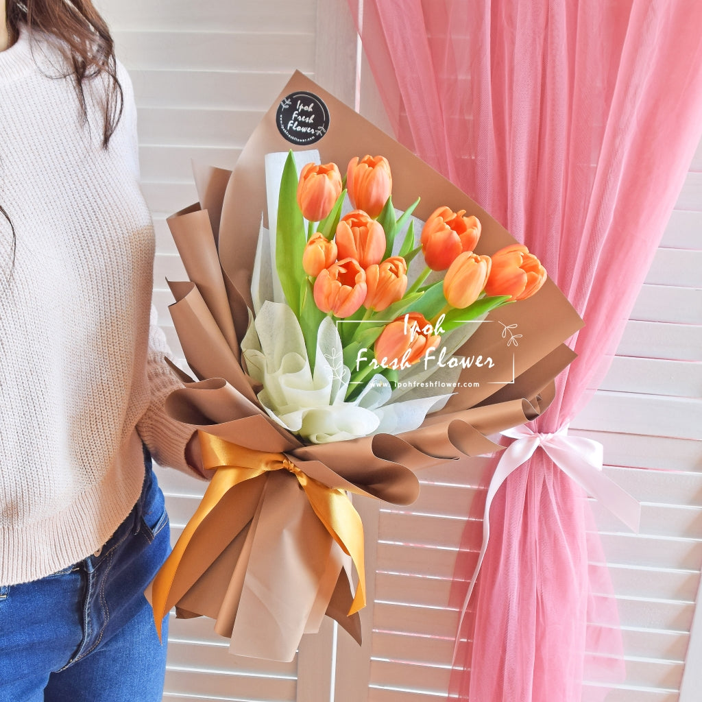 Emperor Orange Tulip Bouquet| Fresh Flower Bouquet Delivery