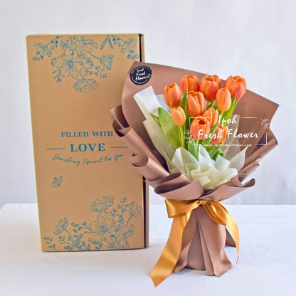 Emperor Orange Tulip Bouquet| Fresh Flower Bouquet Delivery