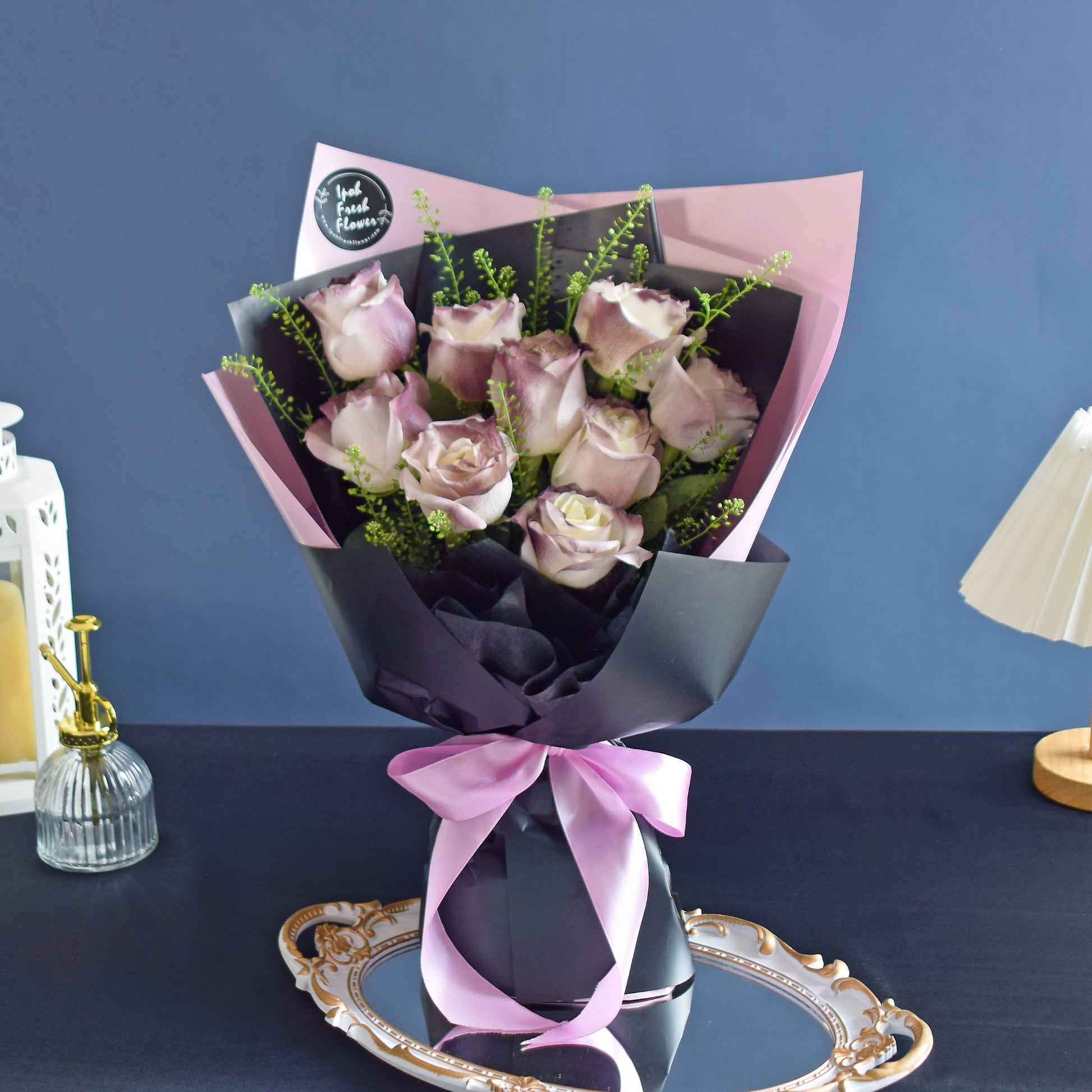 Eugene| Purple Plum Roses Fresh Flower Bouquet| Same Day Delivery