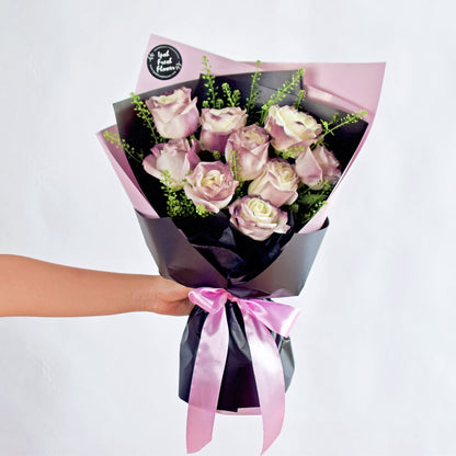 Eugene| Purple Plum Roses Fresh Flower Bouquet| Same Day Delivery