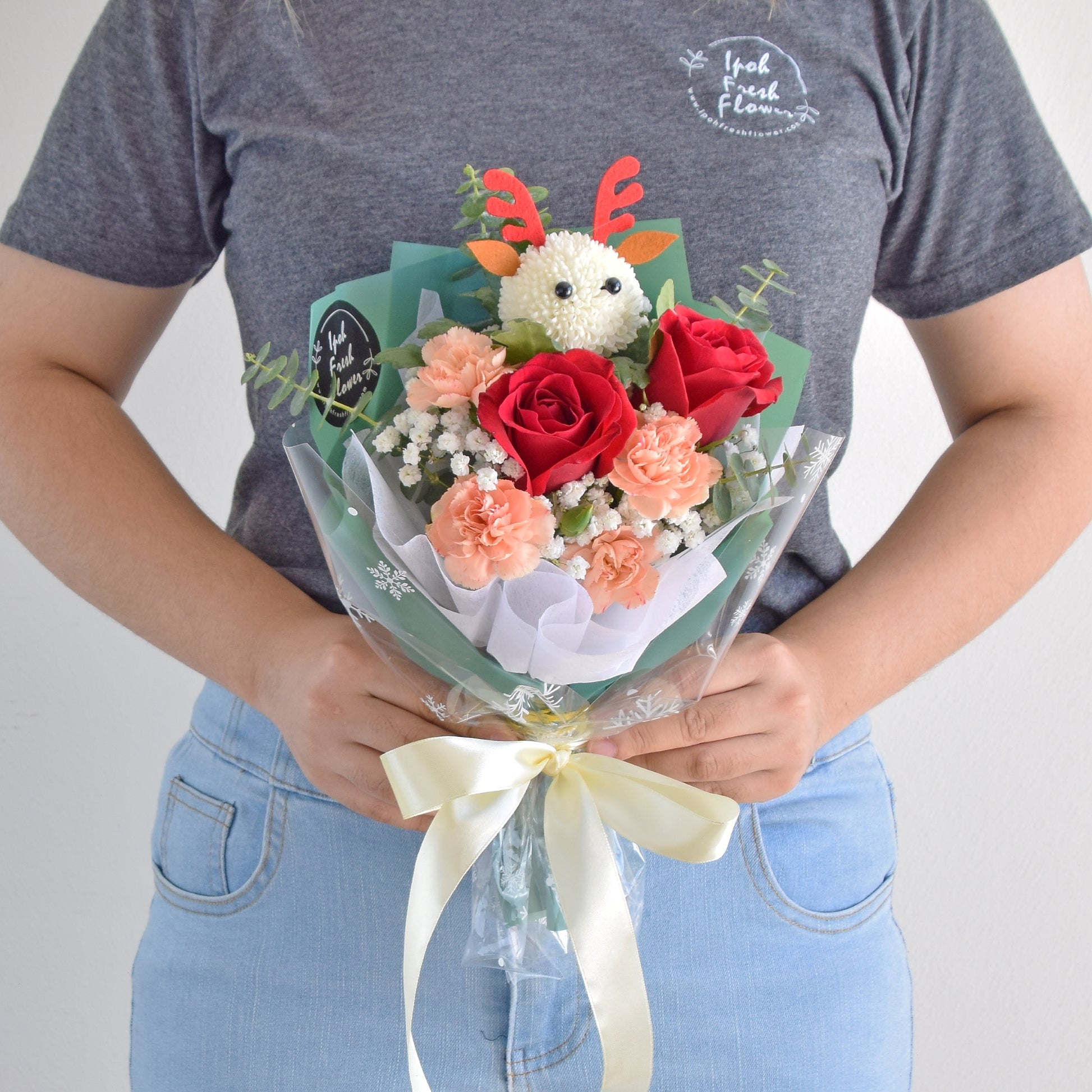 Little Reindeer| Christmas Petite Fresh Flower Bouquet| Same Day Delivery