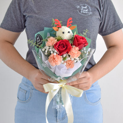 Little Reindeer| Christmas Petite Fresh Flower Bouquet| Same Day Delivery