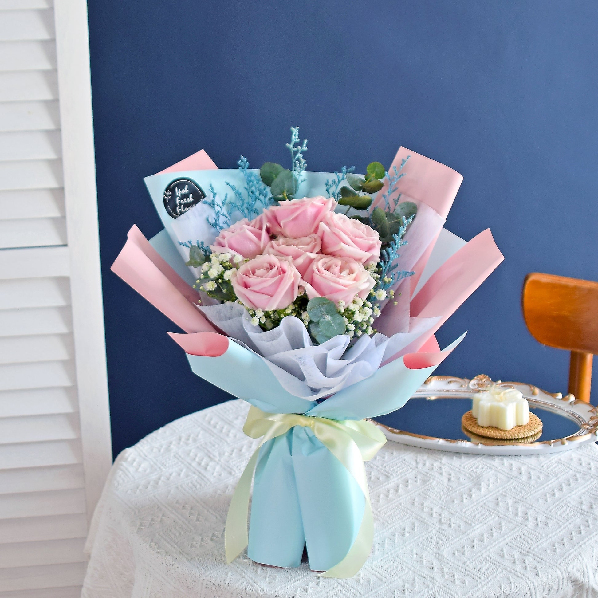 Liya| Pink Roses Bouquet| Fresh Flower Same Day Delivery