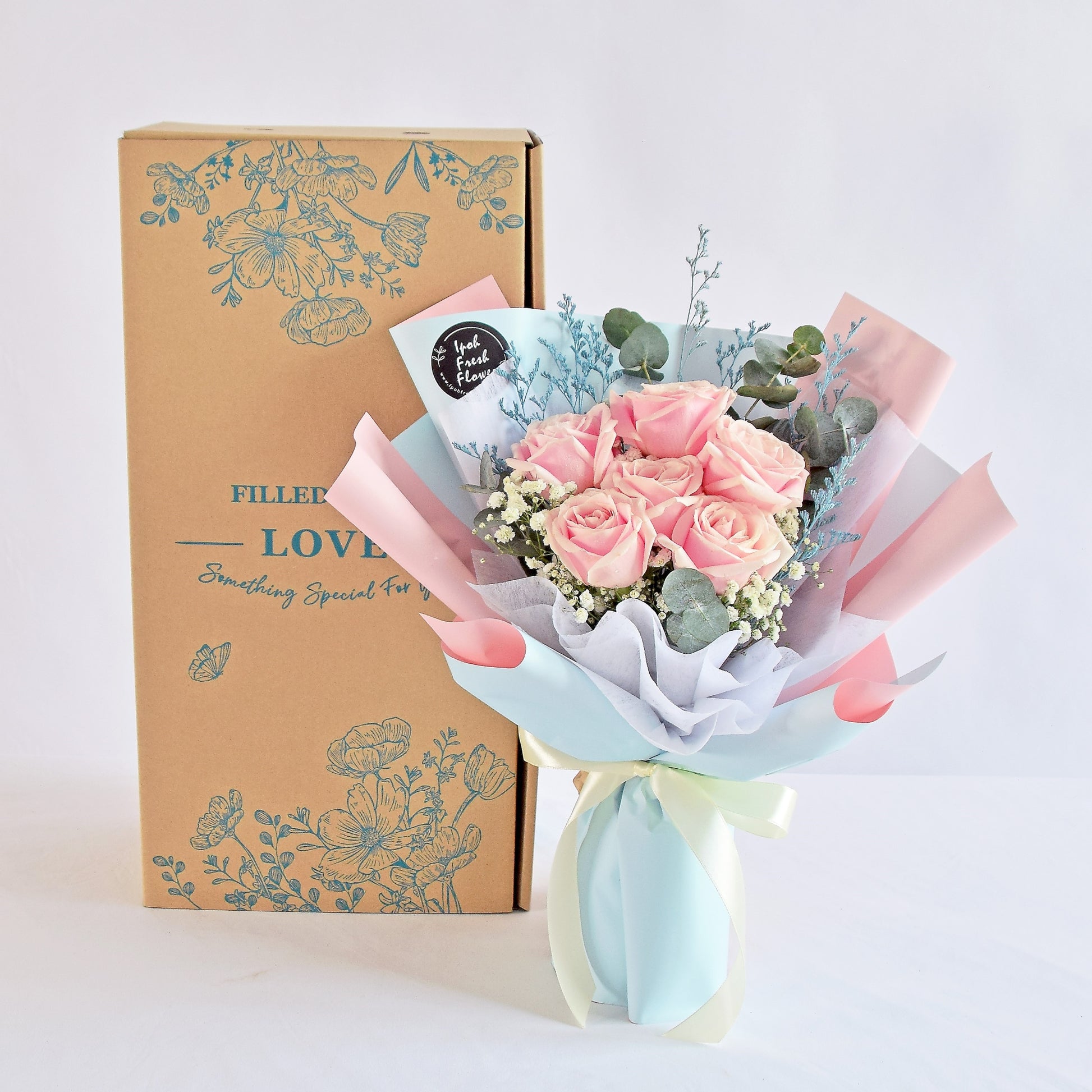 Liya| Pink Roses Bouquet| Fresh Flower Same Day Delivery