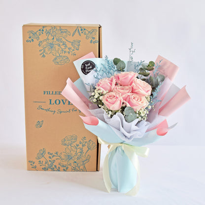 Liya| Pink Roses Bouquet| Fresh Flower Same Day Delivery