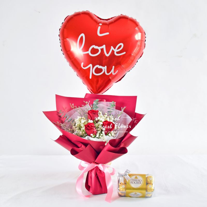 Love Rosy Valentine's Bundle| Red Roses Bouquet| Same Day Delivery