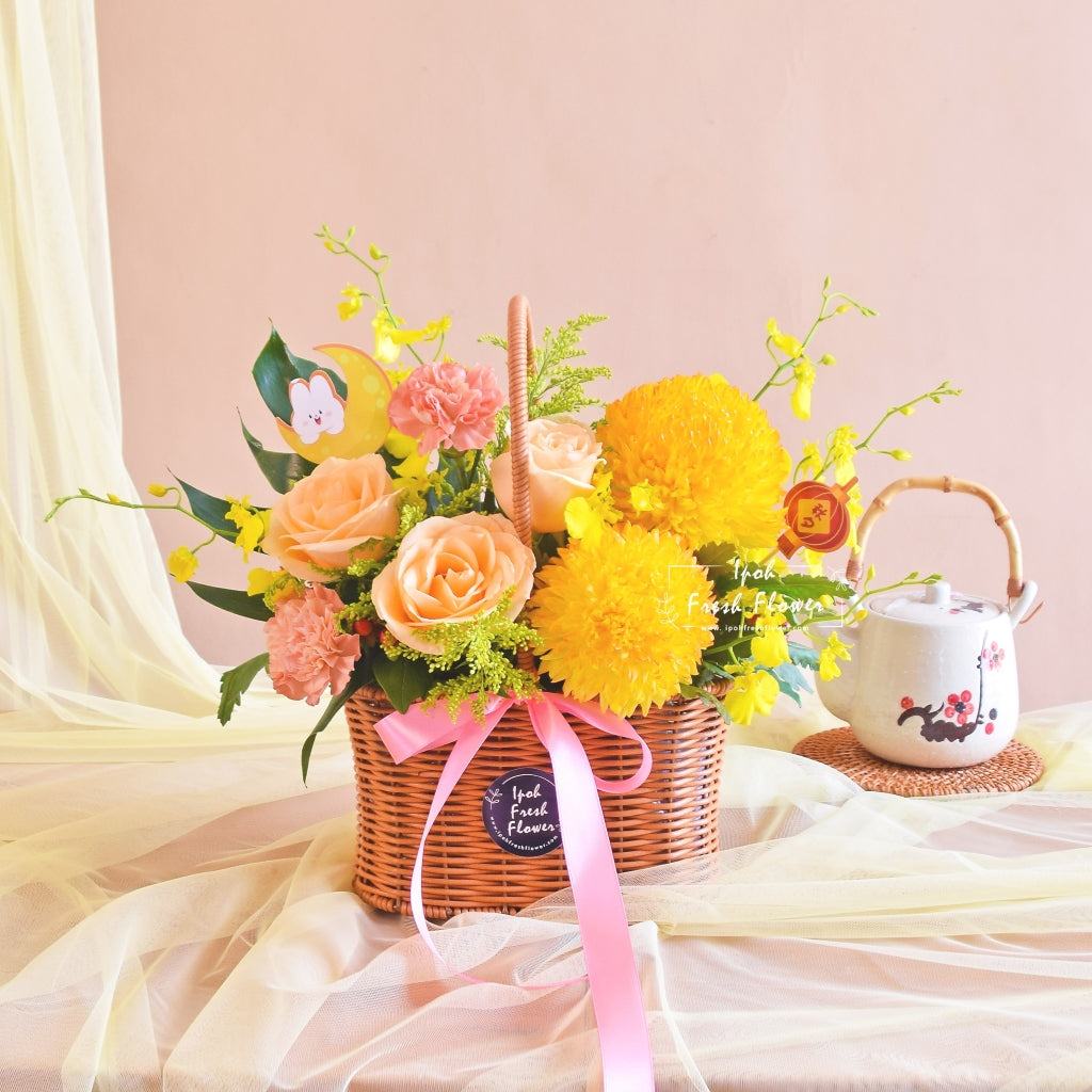 Lunar Blossom Fresh Flower Basket| Same Day Flowers Gifts Delivery