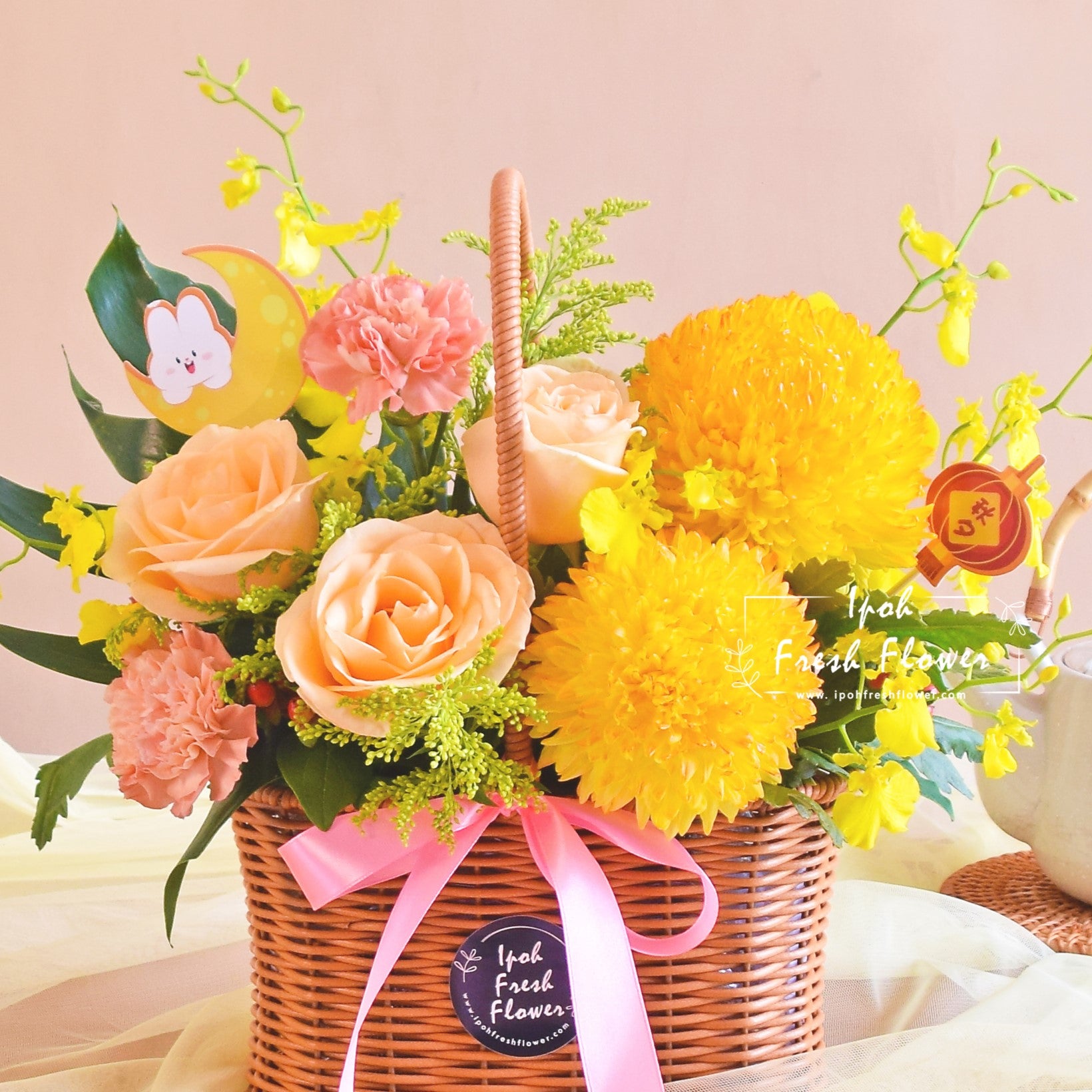 Lunar Blossom Fresh Flower Basket| Same Day Flowers Gifts Delivery