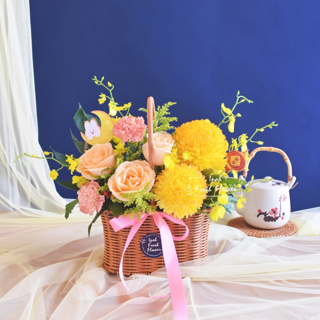 Lunar Blossom Fresh Flower Basket| Same Day Flowers Gifts Delivery