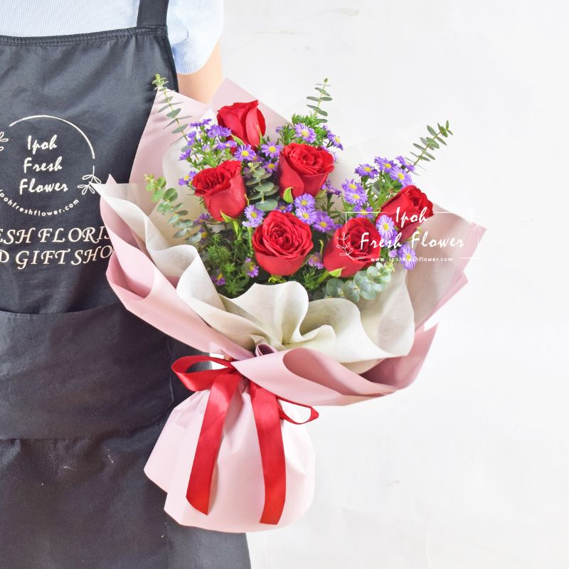 Roman| Red Roses Fresh Flower Bouquet| Same Day Delivery