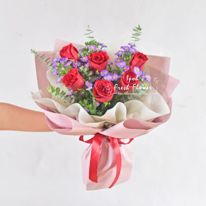 Roman| Red Roses Fresh Flower Bouquet| Same Day Delivery