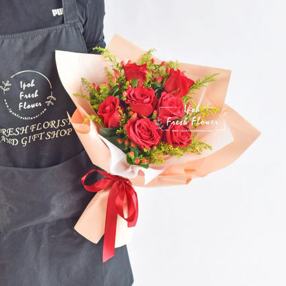 Roman| Red Roses Fresh Flower Bouquet| Same Day Delivery