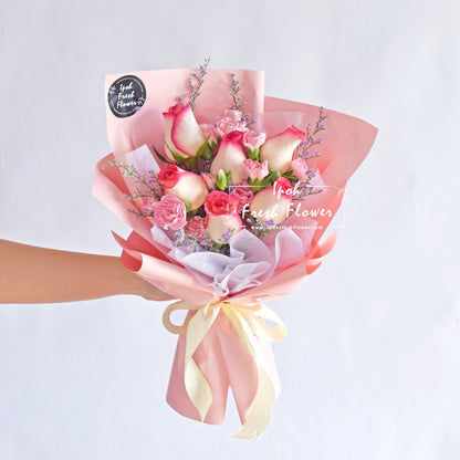 Rosemary| Pink Roses Bouquet| Fresh Flower Delivery