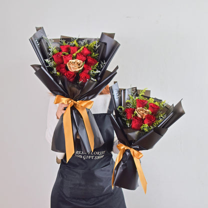 Sparkling Gold Roses| Roses Bouquet| Fresh Flower Delivery