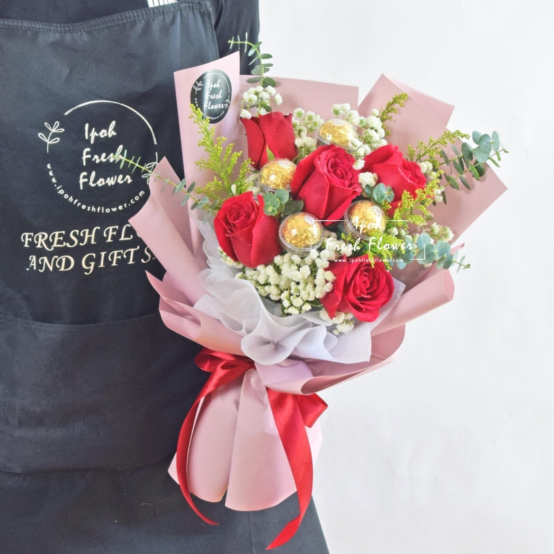 Sweet Bloom| Chocolate & Roses Bouquet| Same Day Delivery