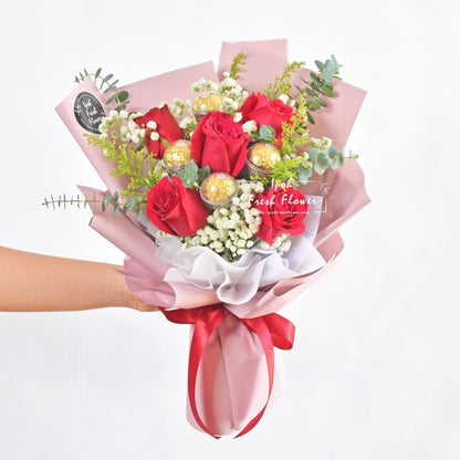 Sweet Bloom| Chocolate & Roses Bouquet| Same Day Delivery