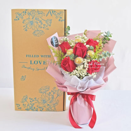 Sweet Bloom| Chocolate & Roses Bouquet| Same Day Delivery