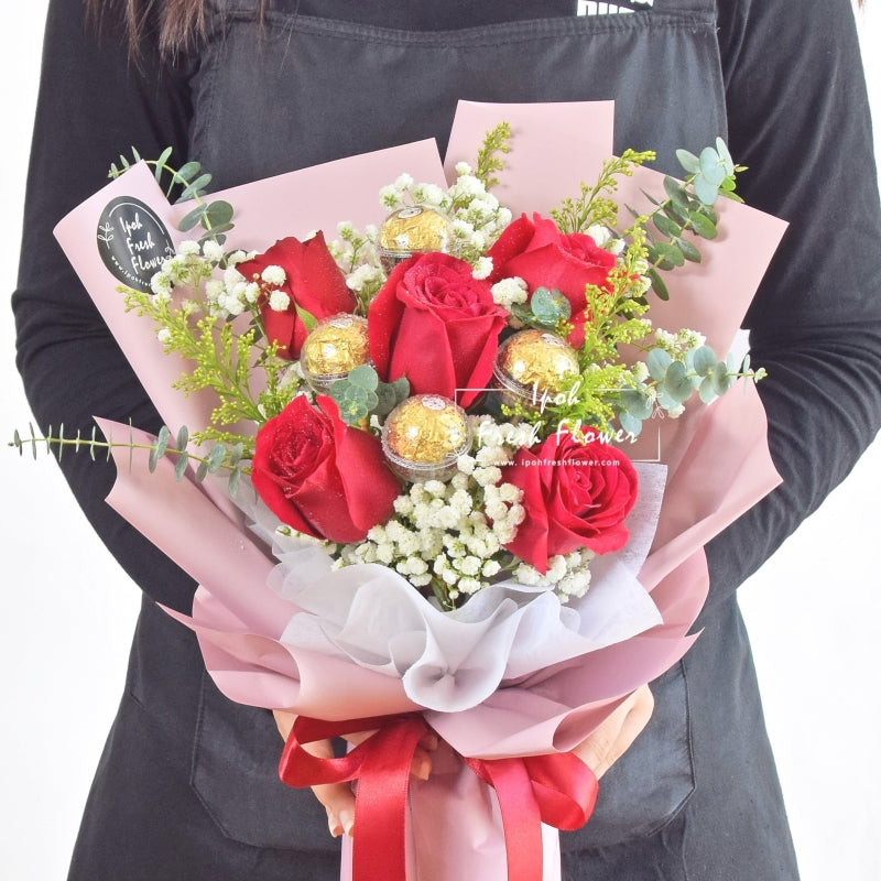 Sweet Bloom| Chocolate & Roses Bouquet| Same Day Delivery