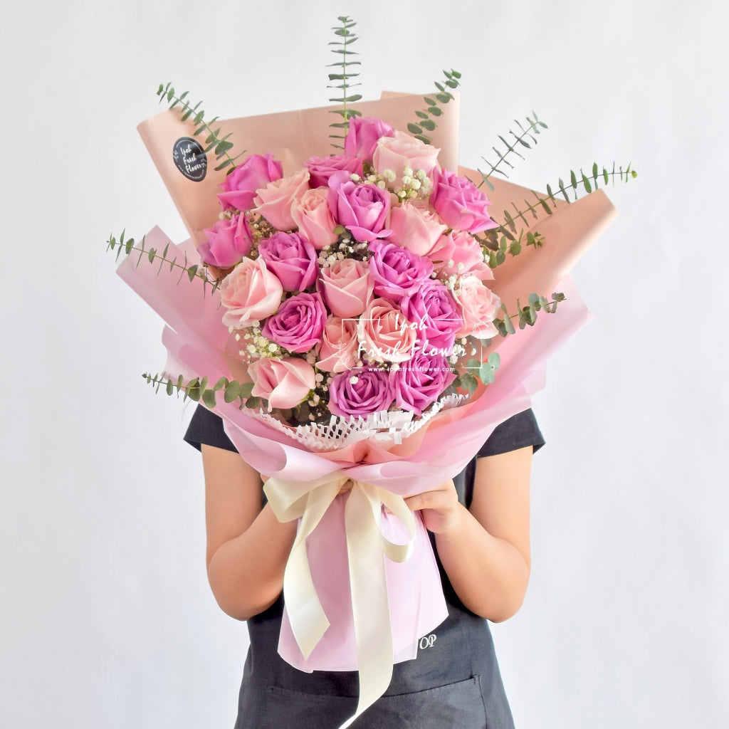 Violet| Roses Fresh Flower Bouquet| Same Day Free Delivery